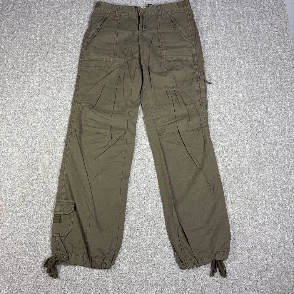 Vintage Polo Ralph Lauren Y2K Cargo Pants Olive Green Drawstring Hem Utility 4